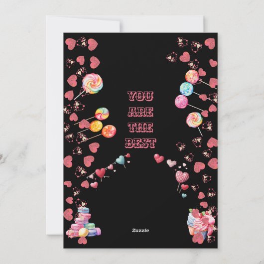 Regenboog in Klaslokaal Snoep Harten Valentijnse K Feestdagenkaart (Achterkant)