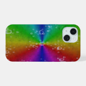Regenboog in olifantenhuid lederen optik met drupp iPhone 15 case (Achterkant horizontaal)