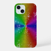 Regenboog in olifantenhuid lederen optik met drupp iPhone 15 case (Achterkant)