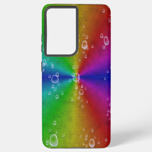 Regenboog in olifantenhuid lederen optik met drupp samsung galaxy hoesje
