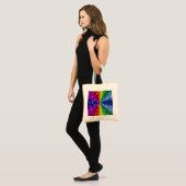 regenboog in olifantenhuidleatheroptik & regendrup tote bag (Voorkant (model))