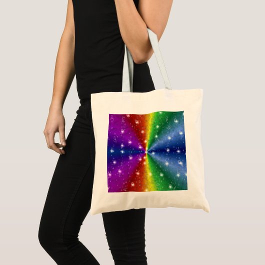 regenboog in olifantenhuidleatheroptik & regendrup tote bag (Voorkant (product))