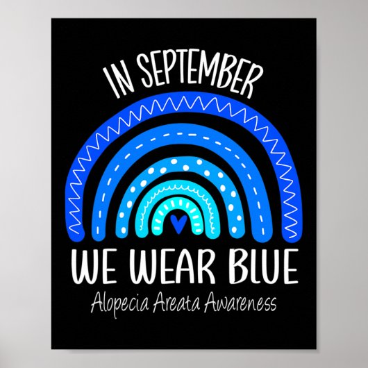 Regenboog In september Draag we Blue Alopecia Area Poster (Voorkant)