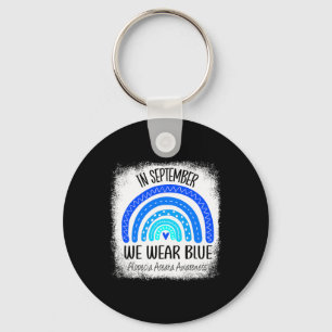 Regenboog In september Draag we Blue Alopecia Area Sleutelhanger