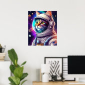 Regenboog in Space Cat, Astronaut Cat digitale kun Poster (Thuiskantoor)
