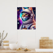 Regenboog in Space Cat, Astronaut Cat digitale kun Poster (Keuken)