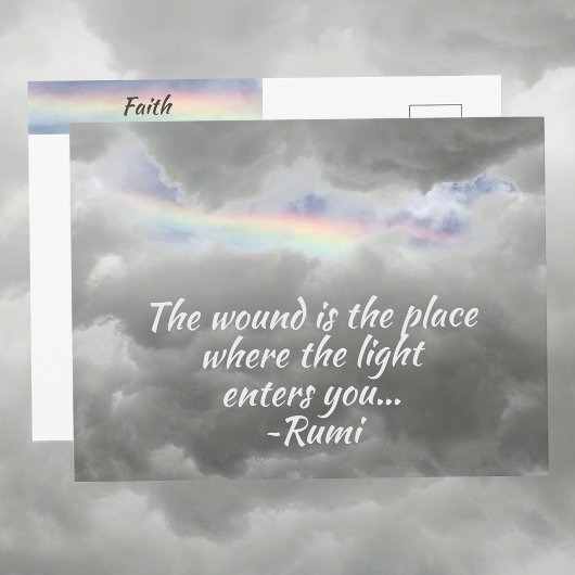 Regenboog in Stormy Sky Rumi Quote Fotografisch Briefkaart