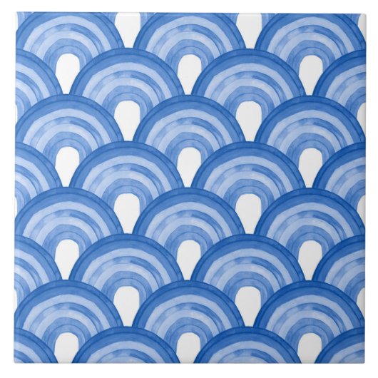 Regenboog in waterverf - blauw patroon Keramische  Tegeltje (Voorkant)