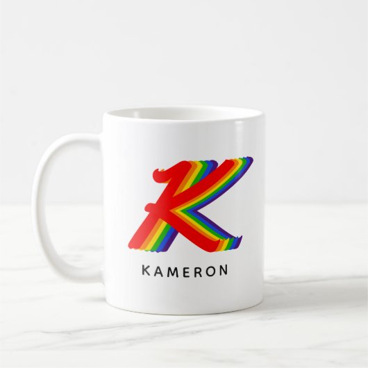  Regenboog Initiaal & Naam Cool Stijlvol Modern Un Koffiemok (Links)