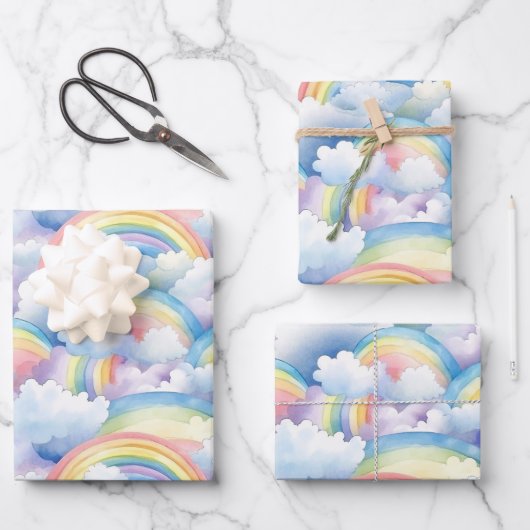 Regenboog Inpakpapier, Aquarel Cadeauverpakking Inpakpapier Vel (Voorkant)
