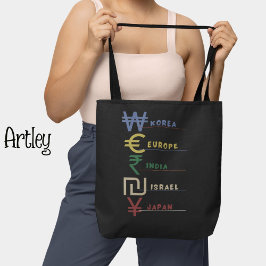 Regenboog Internationaal Valuta Symbool Reizen Tote Bag