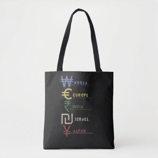 Regenboog Internationaal Valuta Symbool Reizen Tote Bag (Voorkant)