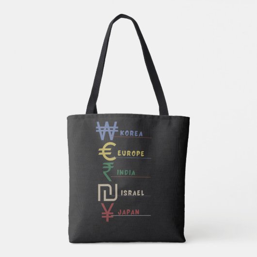 Regenboog Internationaal Valuta Symbool Reizen Tote Bag (Achterkant)