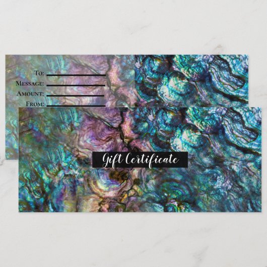 Regenboog Irideerente Abalone Zeeschelp Cadeau Kaart (Voorkant / Achterkant)