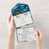 Regenboog Iridescente Abalone Zeeschelp Bruiloft   All In One Uitnodiging (Afscheurbaar)