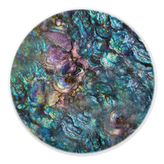 Regenboog Iridiscerende Abalone Zeeschelp Keramische Knop (Voorkant)