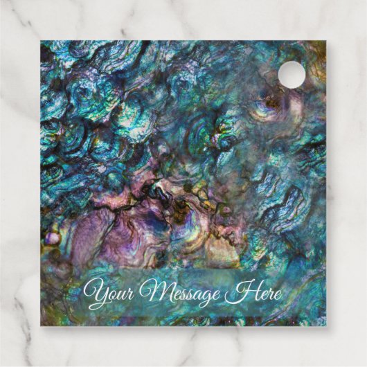 Regenboog Iridiscerende Abalone Zeeschelp Strandfe Bedankjes Labels (Achterkant)