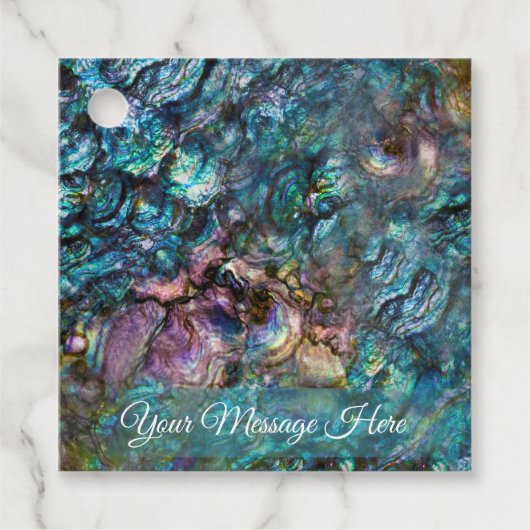 Regenboog Iridiscerende Abalone Zeeschelp Strandfe Bedankjes Labels (Voorkant)