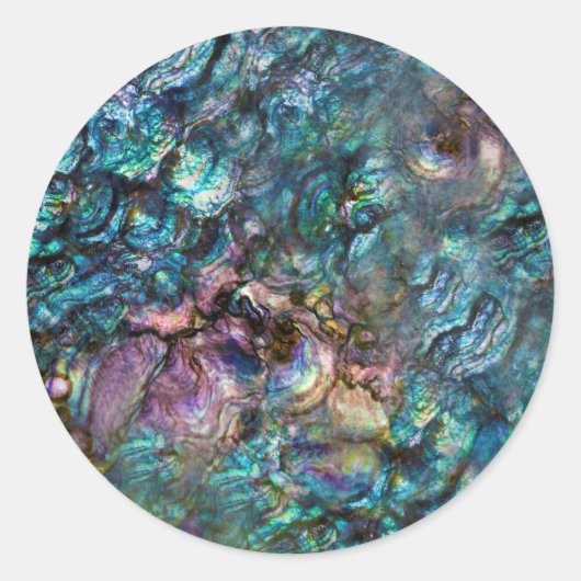 Regenboog Iridiserende Abalone Zeeschelp Strand Ronde Sticker (Voorkant)