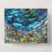 Regenboog Iriserende Abalone Zeeschelp Bruiloft All In One Uitnodiging (Achterkant)
