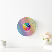 Regenboog Iriserende Folie Roze Educatieve Kindere Ronde Klok (Huis)