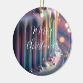 Regenboog iriserende vloeistof druppelt Kerstmis Keramisch Ornament (Links)