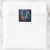 Regenboog Jaguar Vierkante Sticker (Tas)