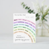 Regenboog je bent geweldig positiviteit inspireren briefkaart (Staand voorkant)