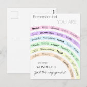 Regenboog je bent geweldig positiviteit inspireren briefkaart (Voorkant / Achterkant)