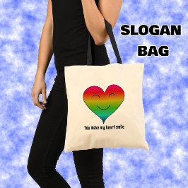 Regenboog je maakt mijn hartglimlach tote bag