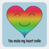 Regenboog je maakt mijn hartglimlach vierkante sticker (Voorkant)