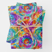 Regenboog Jewel Tone Mozaïek Glas Patroon Verjaard Inpakpapier Vel (In situ)