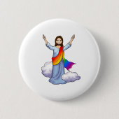 Regenboog Jezus Ronde Button 5,7 Cm (Voorkant)