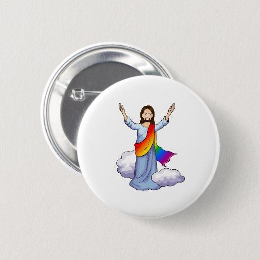 Regenboog Jezus Ronde Button 5,7 Cm (Voorkant /achterkant)
