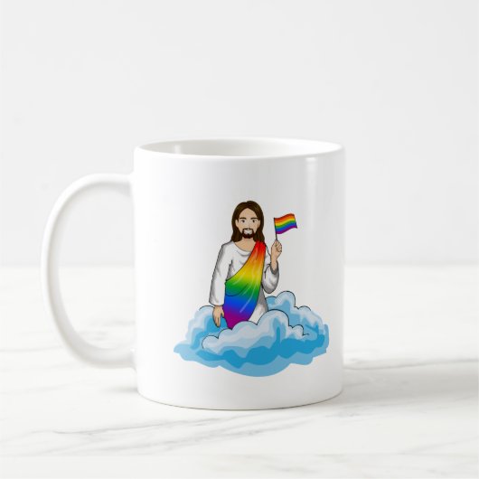 Regenboog Jezus Vlag Koffiemok (Links)
