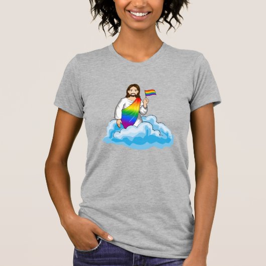 Regenboog Jezus Vlag T-shirt (Voorkant)