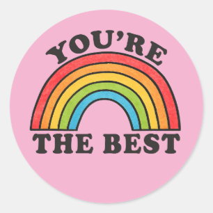 Regenboog jij bent de beste ronde sticker