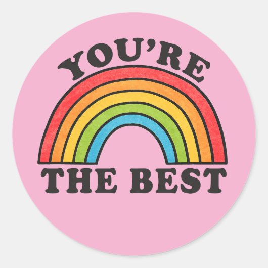 Regenboog jij bent de beste ronde sticker (Voorkant)