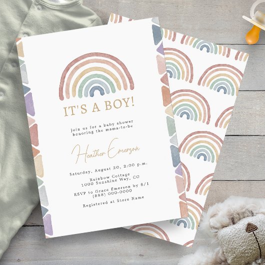Regenboog Jongen Baby Borrel Kaart