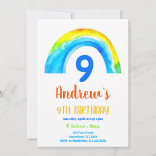 Regenboog Jongens 9e verjaardag Kaart