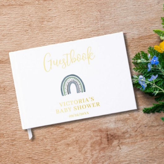 Regenboog Jongens Baby Shower Gastenboek