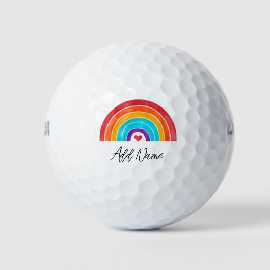 Regenboog - Jouw naam toevoegen Golfballen (Voorkant)