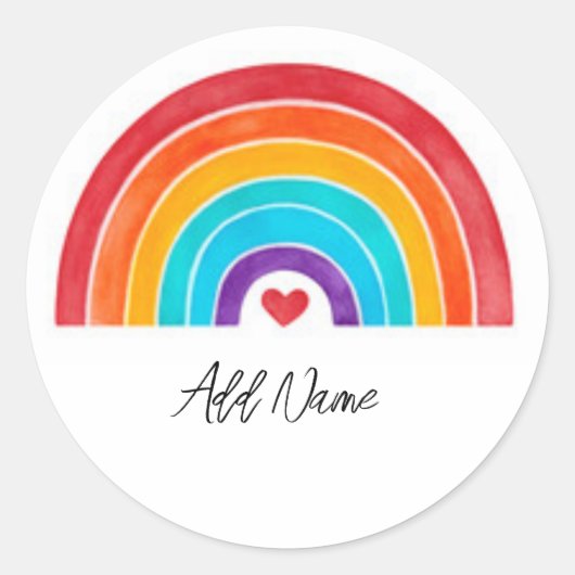 Regenboog - Jouw naam toevoegen Ronde Sticker (Voorkant)
