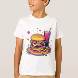 Regenboog Junk Food Hamburguer en Friet T-shirt