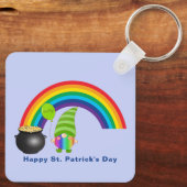 Regenboog Kabouter Pot met Goud St Paddys Dag Meta Sleutelhanger (Achterkant)