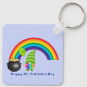 Regenboog Kabouter Pot met Goud St Paddys Dag Meta Sleutelhanger (Achterkant)