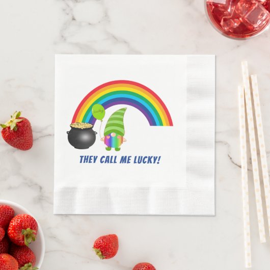 Regenboog Kabouter Pot met Goud St. Patrick's Dag Servet (Insitu)