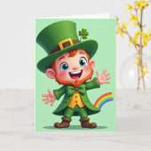 Regenboog Kabouter St. Patrick Kaart (Gele Bloem)