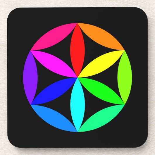 Regenboog Kaleidoscoop Harde Plastic Onderzetter (Voorkant)