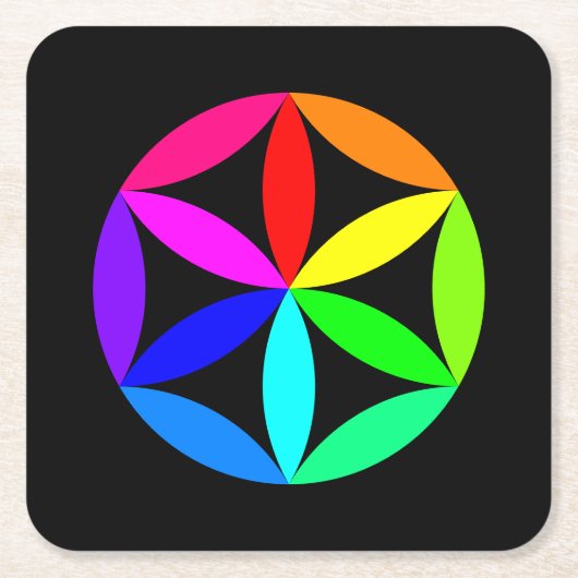 Regenboog Kaleidoscoop Papier Onderzetter (Voorkant)